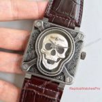 Swiss Replica Bell & Ross BR 01 Airborne Skull Watch 46mm Brown Leather Band Watches 